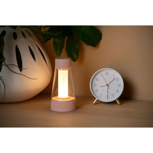 LORALI - Oplaadbare Tafellamp Binnen/Buiten - Accu/Batterij - Ø 7,7 cm - LED Dimb. - IP44 - Roze - 45500/01/66