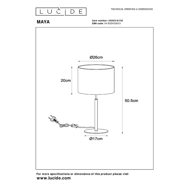 MAYA - Table lamp - Ø 26 cm - 1xE27 - Black - 45509/81/30