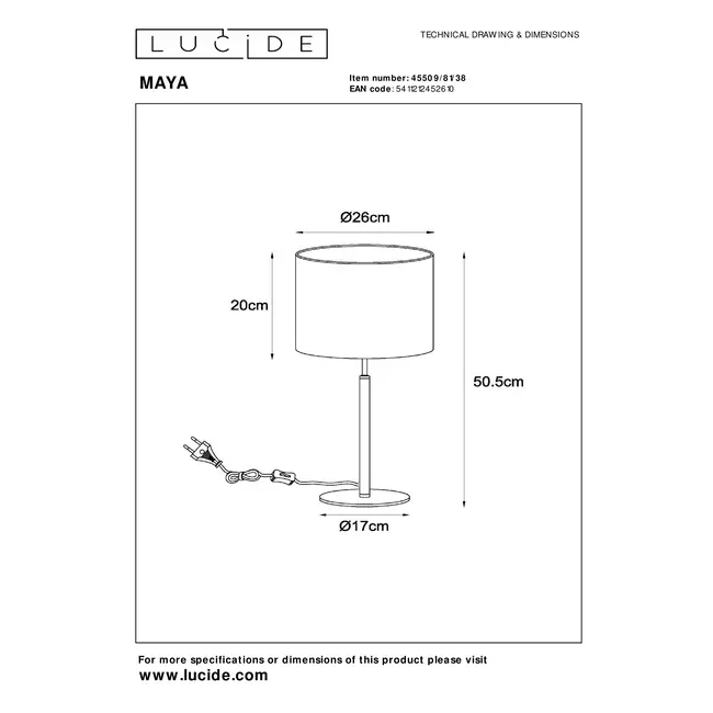 MAYA - Table lamp - Ø 26 cm - 1xE27 - Cream - 45509/81/38