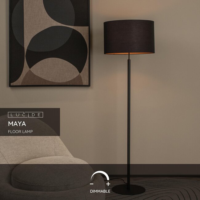 MAYA - Lampadaire - Ø 45 cm - 1xE27 - Noir - 45709/81/30