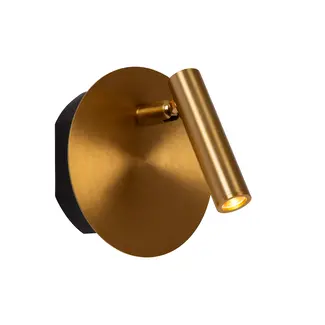 Lucide JOLIJN - Oplaadbare Bedlamp / Wandlamp - Accu/Batterij - Ø 10,2 cm - LED - 1x2W 3000K - Magnetisch - Mat Goud / Messing