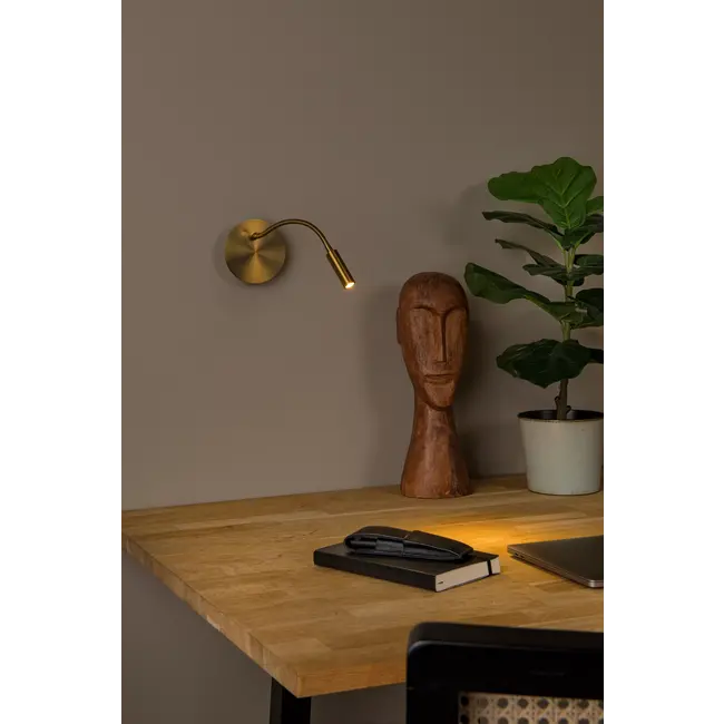 JOLIJN - Oplaadbare Bedlamp / Wandlamp - Accu/Batterij - Ø 11 cm - LED - 1x2W 3000K - Magnetisch - Mat Goud / Messing - 77289/03/02