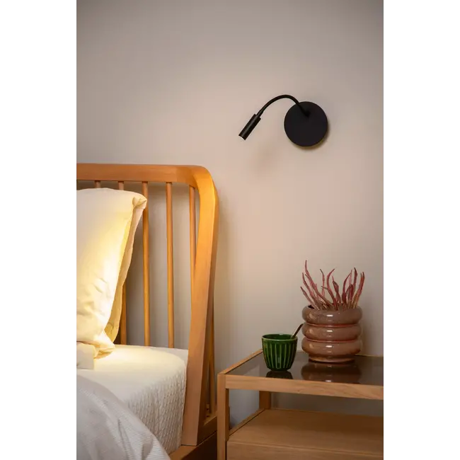 JOLIJN - Oplaadbare Bedlamp / Wandlamp - Accu/Batterij - Ø 11 cm - LED - 1x2W 3000K - Magnetisch - Zwart - 77289/03/30