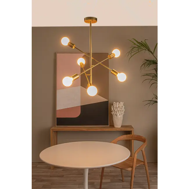 LESTER - Flush ceiling light - 6xE27 - Matt Gold / Brass - 21119/06/02