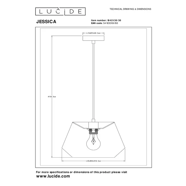 JESSICA - Suspension - Ø 30 cm - 1xE27 - Noir - 10421/30/30