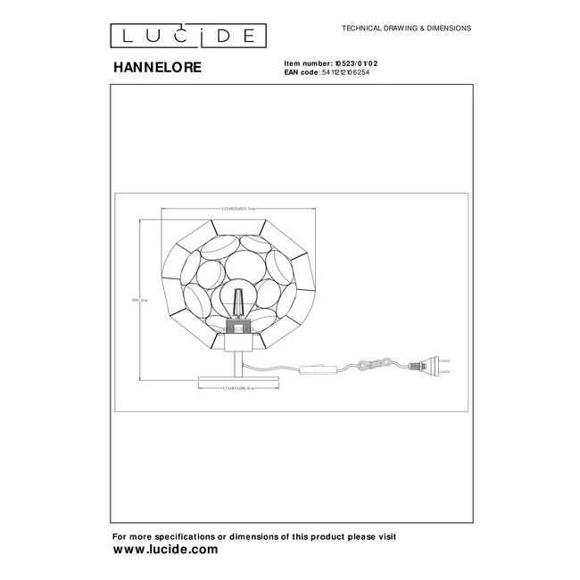 HANNELORE - Tafellamp - Ø 25 cm - 1xE27 - Mat Goud / Messing - 10523/01/02