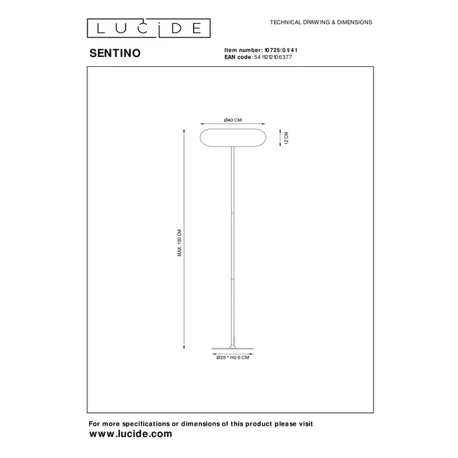 SENTINO - Lampadaire - Ø 40 cm - 3xG9 - Taupe - 10725/01/41