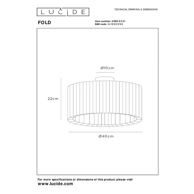 FOLD - Plafonnier - Ø 40 cm - 1xE27 - Blanc - 21139/01/31