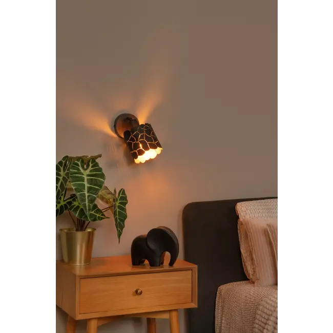 ALMELO - Wandspot / Wandlamp - Ø 12 cm - 1xE14 - Zwart - 21234/01/30