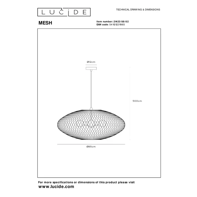 MESH - Pendant light - Ø 85 cm - 3xE27 - Matt Gold / Brass - 21423/88/02
