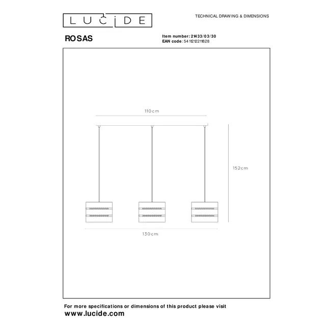 ROSAS - Suspension - 3xE27 - Noir - 21433/03/30