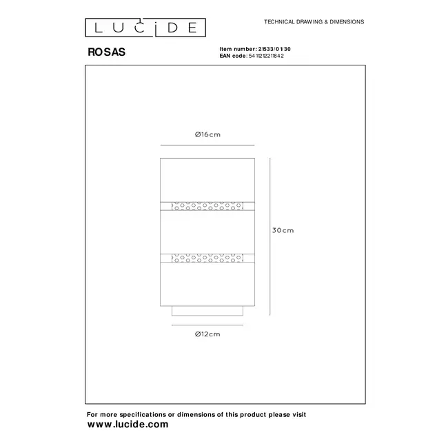 ROSAS - Table lamp - Ø 16 cm - 1xE27 - Black - 21533/01/30