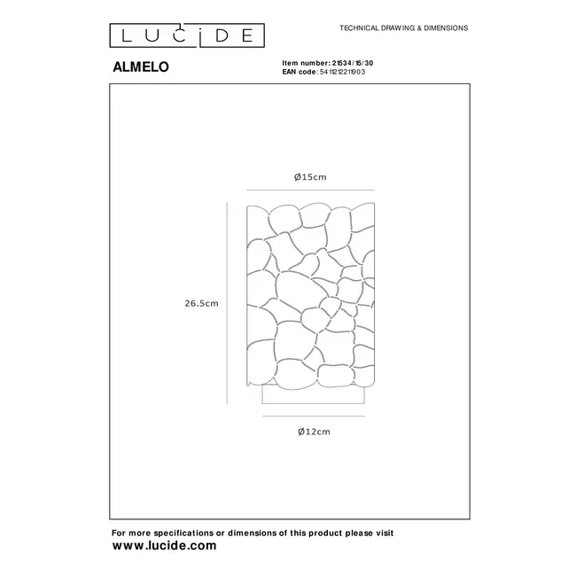 ALMELO - Tafellamp - Ø 15 cm - 1xE27 - Zwart - 21534/15/30