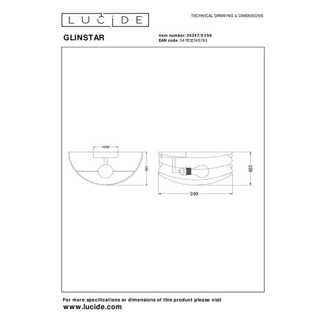GLINSTAR - Applique murale - 1xE27 - Multicolor - 34247/01/99