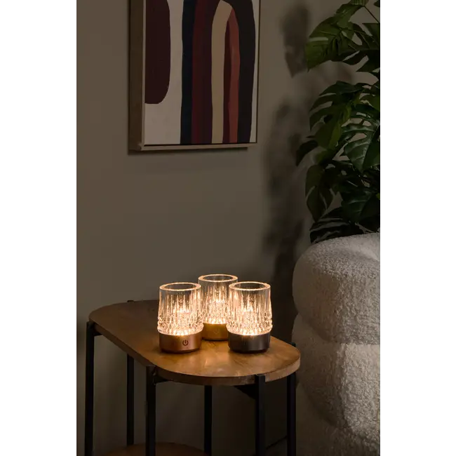 LILI - Rechargeable Table lamp - Battery pack/batteries - Ø 8 cm - LED Dim. - 1x3W 2700K/3000K - Copper - Set of 3 - 46520/03/17