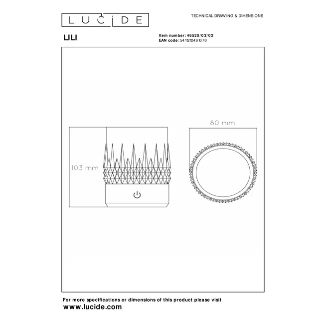 LILI - Lampe de table Rechargeable - Batterie/Piles - Ø 8 cm - LED Dim. - 1x3W 2700K/3000K - Or Mat / Laiton - Ensemble de 3 - 46520/03/02
