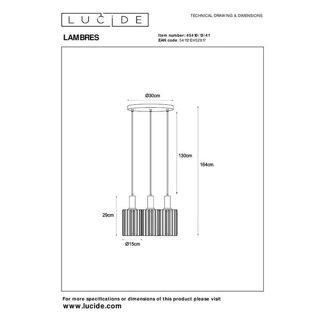 LAMBRES - Suspension - 3xE27 - Taupe - 45410/13/41