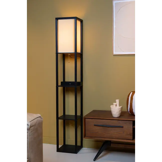 MENNO - Lampadaire - 1xE27 - Avec chargeur sans fil - Noir - 44799/81/30