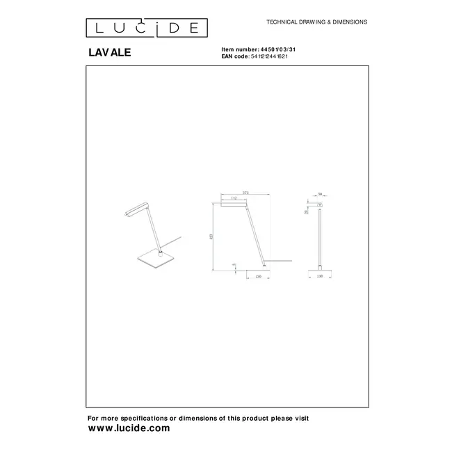 LAVALE - Table lamp - LED Dim. - 1x3W 2700K - White - 44501/03/31