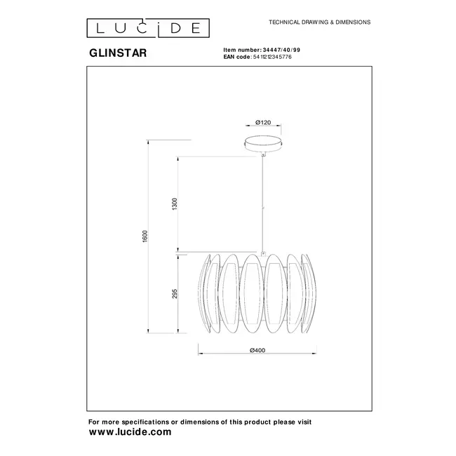 GLINSTAR - Pendant light - Ø 40 cm - 1xE27 - Multicolor - 34447/40/99