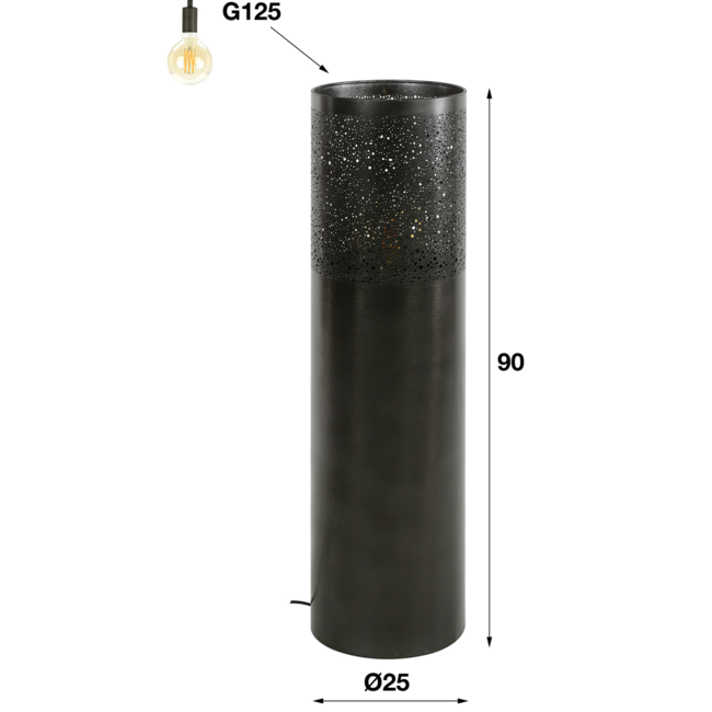 Vloerlamp Ø25 cilinder 90cm