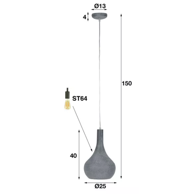 Vintage Pendant Lamp 1L punch cone gray - OUTLET