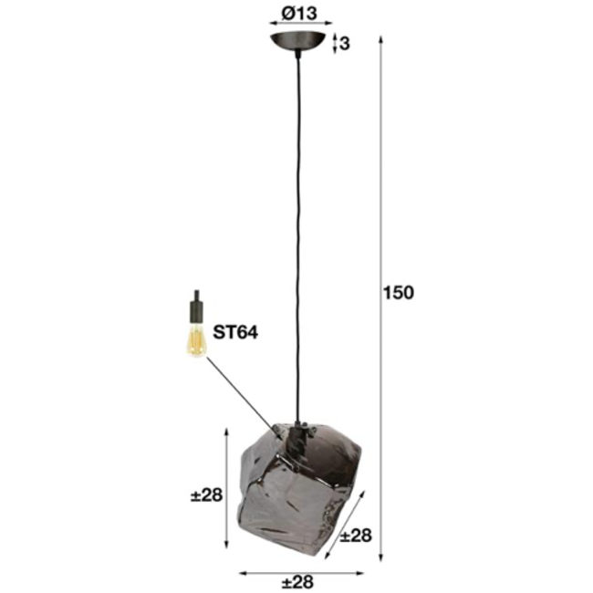 Hanglamp 1L rock chromed