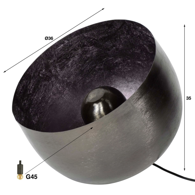 Lampe de table Liolights Basket Ø36 Noir/Nickel Grande