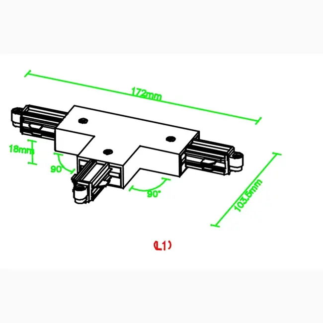 A-Track 1-fase T-connector links zwart