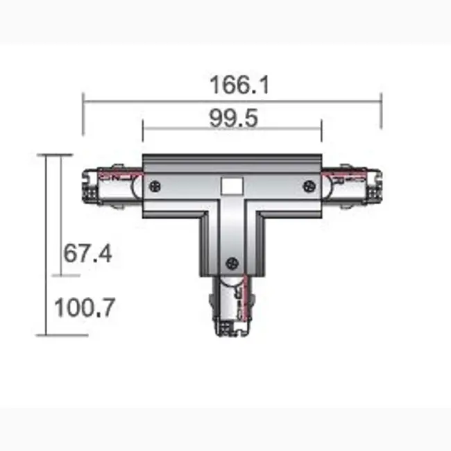 A-Track 3-fase links 2 T-connector wit