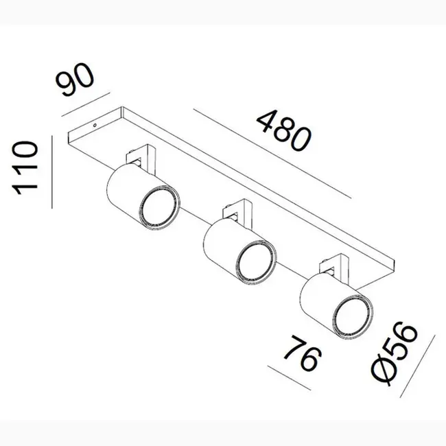 Kona 3 Plafondspot Zwart