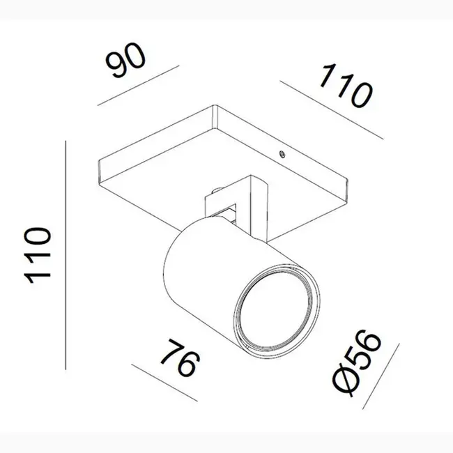 Spot de plafond Kona 1 noir