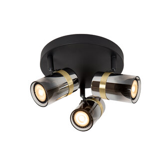 Lucide UPTON - Ceiling spotlight - 3xGU10 - Fumé