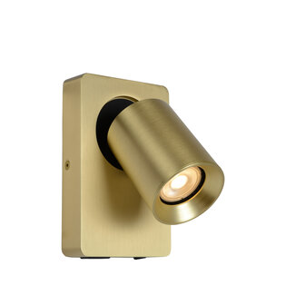 Lucide NIGEL - Bedlamp / Wandlamp - LED Dim to warm - GU10 - 1x5W 2200K/3000K - Met USB oplaadpunt - Mat Goud / Messing
