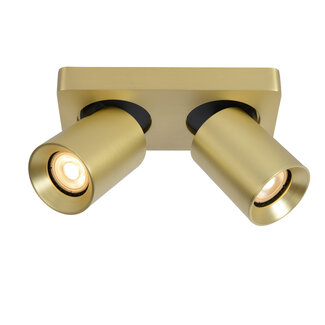 Lucide NIGEL - Plafondspot - LED Dim to warm - GU10 - 2x5W 2200K/3000K - Mat Goud / Messing