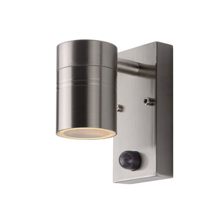 Lucide ARNE-LED IR - Wandspot / Wandlamp Binnen/Buiten - Ø 6,3 cm - LED - GU10 - 1x5W 2700K - IP44 - Beweging & dag/nacht sensor - Mat chroom