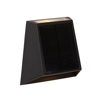 Lucide LUTON - Wandlamp - Zonne-energie - LED Dimb. - 1x1W 2850K/3150K - IP54 - Dag/nacht sensor - Zwart