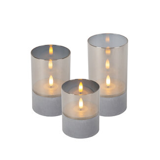 Lucide VELAS - Table lamp - Batteries - Ø 8 cm - LED - 3x0.2W 2700K - Smoke - Set of 3