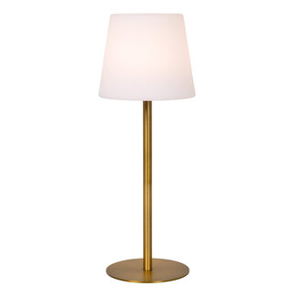 Lucide TYON - Lampe de table rechargeable Intérieur/Extérieur - Batterie - Ø 15 cm - LED Dimb. - 1x2W 2700K - IP65 - Or mat / Laiton