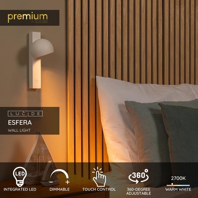 Premium ESFERA - Wall lamp - LED Dimming. - 1x9W 2700K - White - 23274/09/31