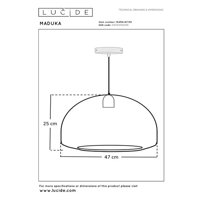 Premium MADUKA - Suspension - 1xE27 - Noir - 10450/47/30