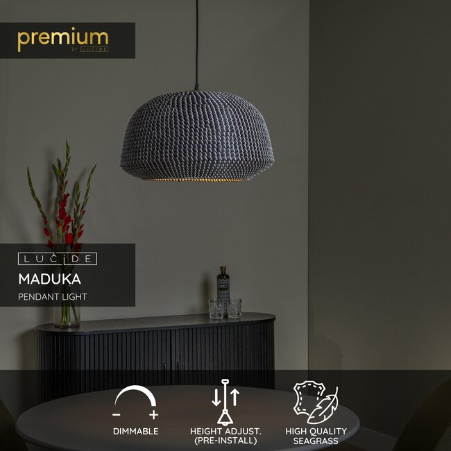 Premium MADUKA - Hanglamp - 1xE27 - Zwart - 10450/47/30