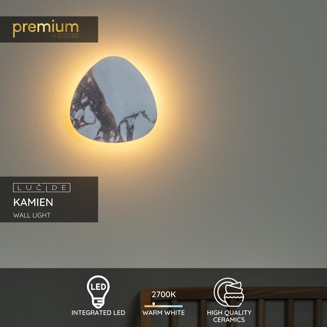 Premium KAMIEN - Wandlamp - LED - 1x6W 2700K - Wit - 42203/06/31