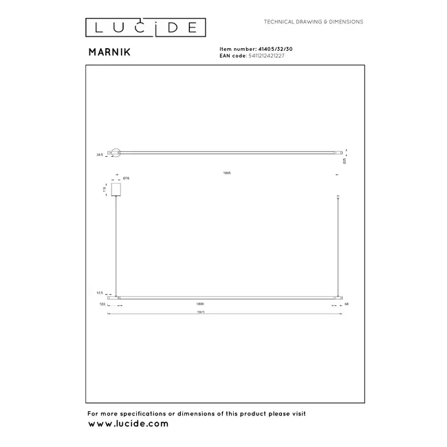 Premium MARNIK - Pendant lamp - Ø 2.5 cm - LED Dimb. - CCT - 1x24W 2700K/4000K - Hand motion sensor - Black - 41405/32/30