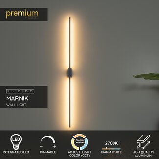 Lucide Premium Premium MARNIK - Wandlamp - LED Dimb. - CCT - 1x18W 2700K/4000K - Zwart