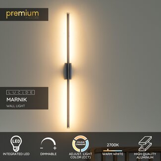 Lucide Premium Premium MARNIK - Wandlamp - LED Dimb. - CCT - 1x13W 2700K/4000K - Zwart