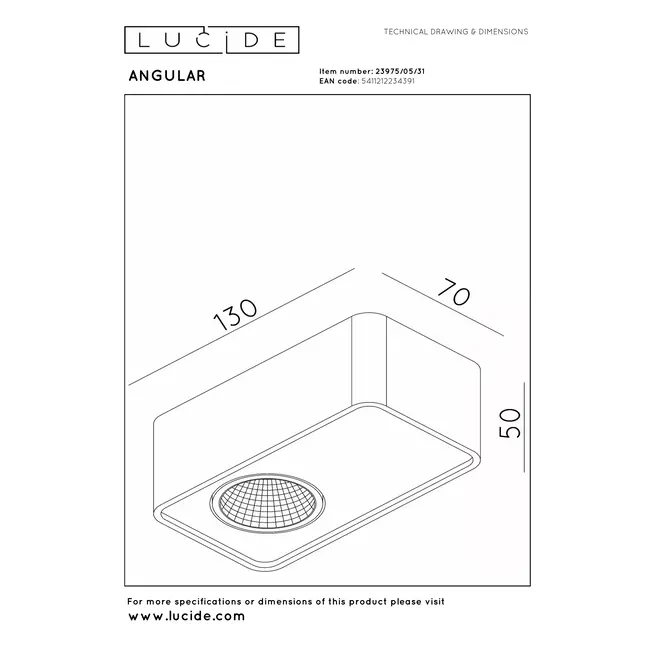 Premium ANGULAR - Plafondspot - LED Dimb. - 1x6W 2700K - Wit - 23975/05/31