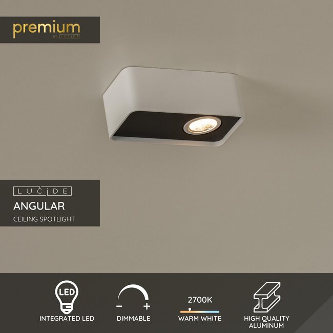Premium ANGULAR - Ceiling spotlight - LED Dimming. - 1x6W 2700K - White - 23975/05/31