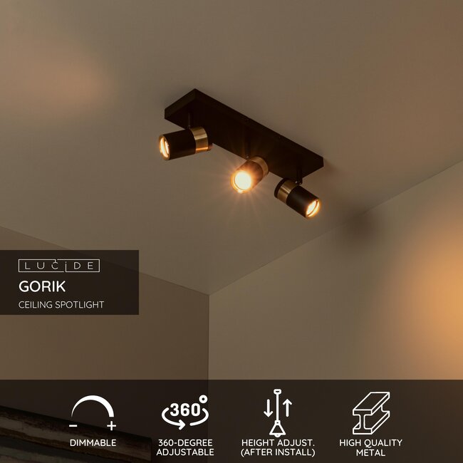 GORIK - Spot de plafond - 3xGU10 - Noir - 53909/03/30
