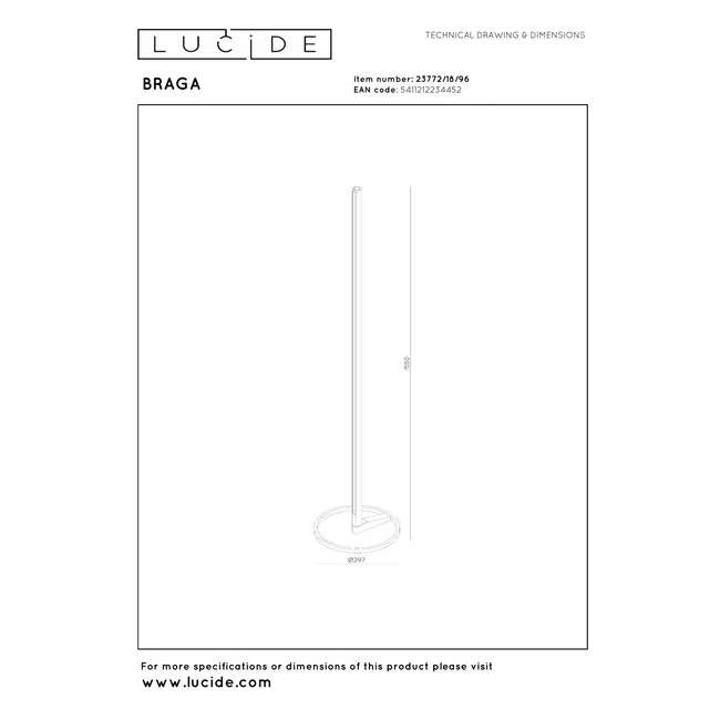 Premium BRAGA - Floor lamp - Ø 30 cm - LED Dimming. - CCT - 1x22W 2700K/4000K - Coffee - 23772/18/96
